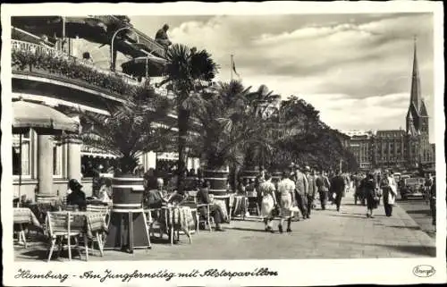 Ak Hamburg, Am Jungfernstieg mit Alsterpavillon