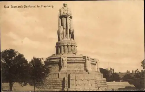 Ak Hamburg Mitte St. Pauli, Bismarck Denkmal