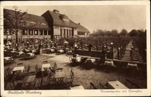 Ak Hamburg Nord Winterhude, Stadthalle im Stadtpark, Konzertgarten mit Terrassen