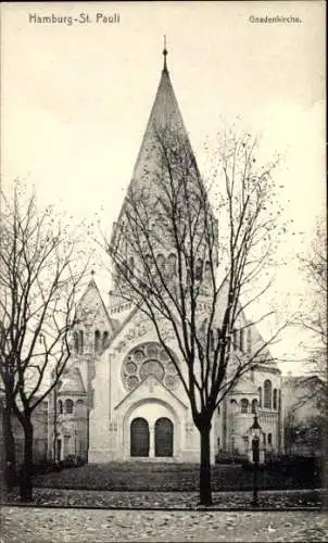 Ak Hamburg Mitte St. Pauli, Gnadenkirche, Totalansicht, kahle Bäume