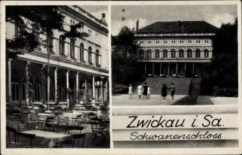 Ak Zwickau in Sachsen, Schwanenschloss, Terrasse