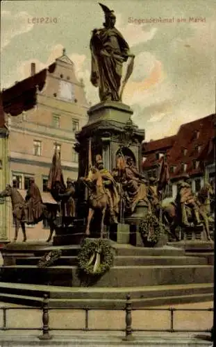 Ak Leipzig in Sachsen, Siegesdenkmal am Markt