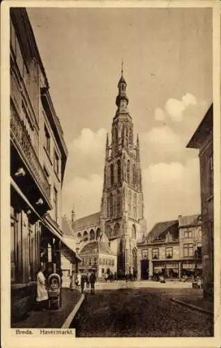 Ak Breda Nordbrabant Niederlande, Havermarkt, Kirche