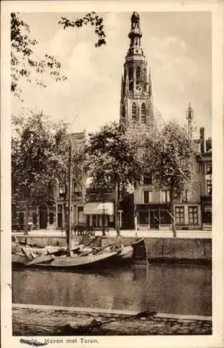 Ak Breda Nordbrabant Niederlande, Haven met Toren