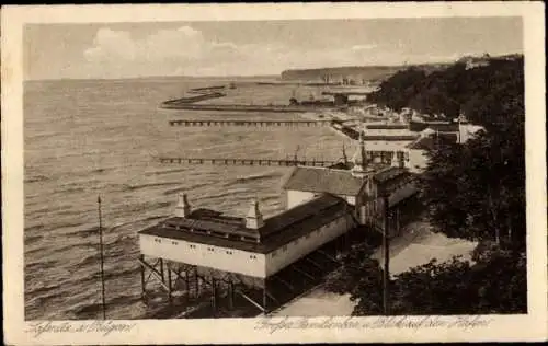 Ak Sassnitz auf der Insel Rügen, Großes Familienbad und Blick auf den Hafen