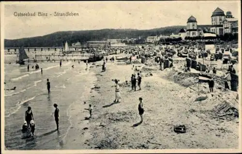 Ak Seebad Binz auf Rügen, Strandleben