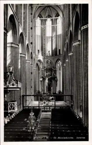 Ak Hansestadt Wismar, Inneres der Sankt Nicolaikirche