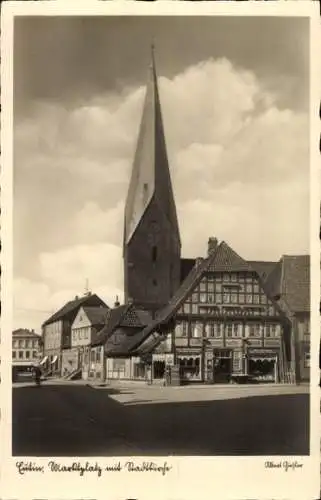 Ak Eutin in Ostholstein,  Marktplatz mit Stadtkirche