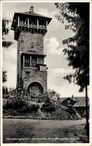 Ak Bad Homburg vor der Höhe Hessen, Herzbergturm, Restaurant