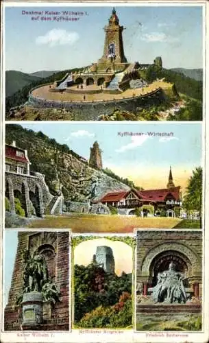 Ak Steinthaleben Thüringen, Kyffhäuser, Kaiser Wilhelm Denkmal, Burgruine, Wirtschaft, Barbarossa