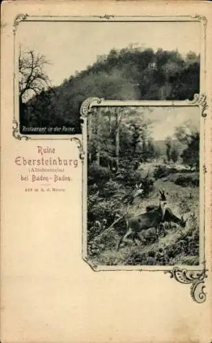 Ak Ebersteinburg Baden Baden am Schwarzwald, Restaurant in der Ruine, Ruine Ebersteinburg (Alt...