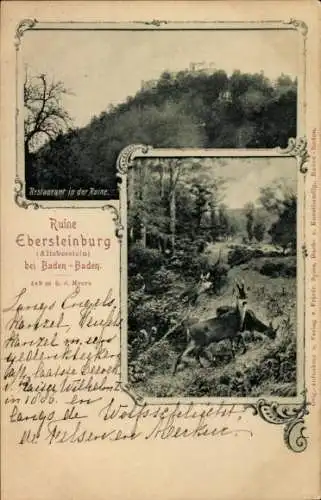 Ak Ebersteinburg Baden Baden am Schwarzwald, Restaurant in der Ruine  Baden-Baden, 489 m ü. d. M.