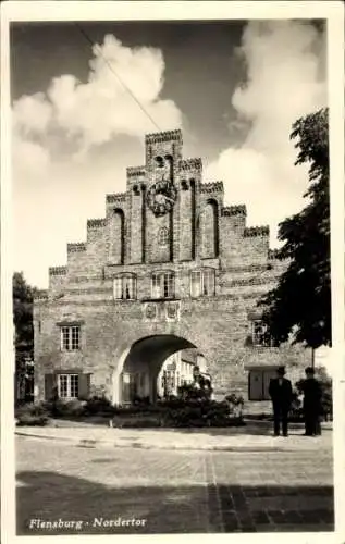 Ak Flensburg Schleswig Holstein, Blick auf das Nordertor