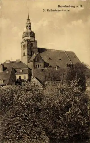 Ak Brandenburg an der Havel, Stadtansicht mit St. Katharinen-Kirche