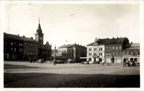 Ak Turnov Turnau Region Reichenberg, Marktplatz mit Kirche