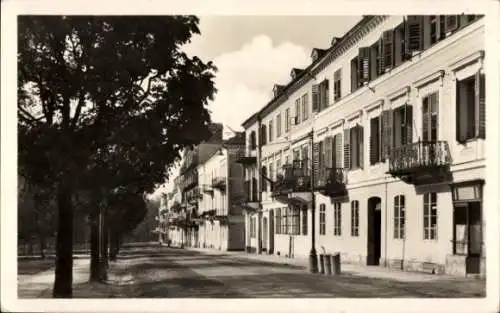 Ak Františkovy Lázně Franzensbad Region Karlsbad, Straßenszene mit Bäumen und mehreren Häusern