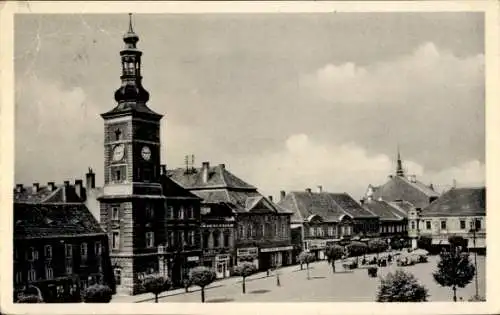 Ak Slaný Schlan Mittelböhmen, Rathaus, Marktplatz