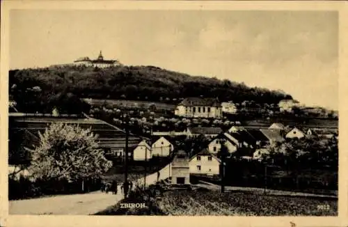 Ak Zbiroh Sbirow Region Pilsen, Totale, Schloss im Hintergrund