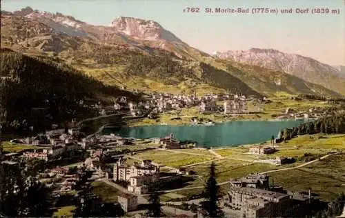 Ak Sankt Moritz Kanton Graubünden, Bad und Dorf