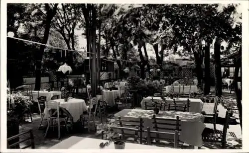 Ak Budapest Ungarn, Terrasse des Gasthauses