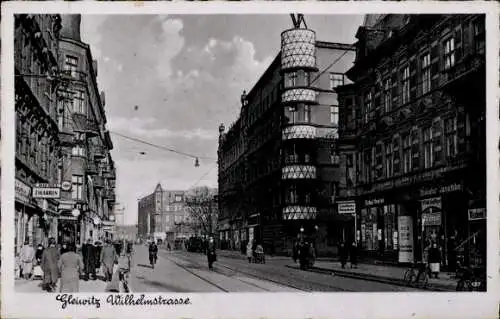 Ak Gliwice Gleiwitz Schlesien, Wilhelmstraße, Geschäfte