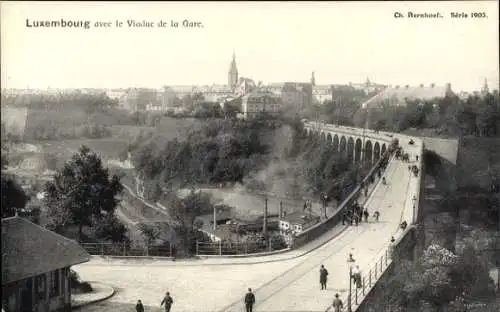 Ak Luxembourg Luxemburg, Vue generale, Viaduc de la Gare