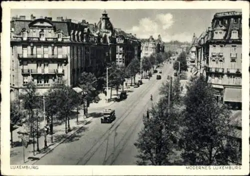 Ak Luxemburg, Straßenpartie, Straßenverkehr