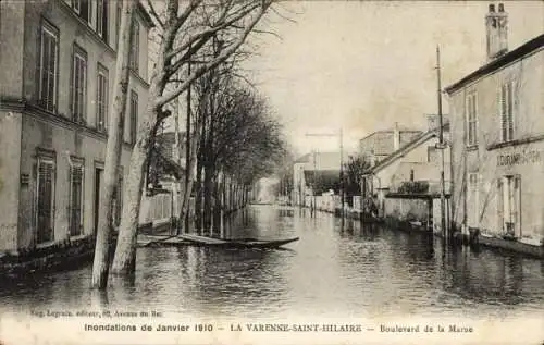 CPA La Varenne Saint Hilaire Val de Marne, Inondations, Boulevard de la Marne