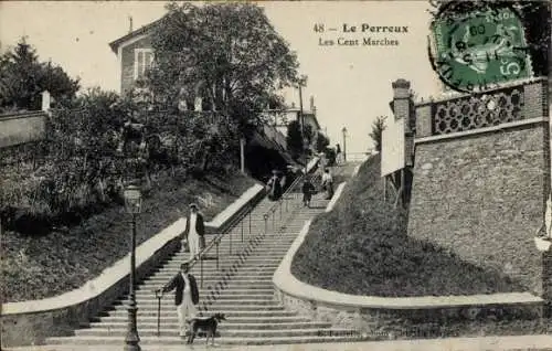 CPA Le Perreux sur Marne Val de Marne, Les Cent Marches