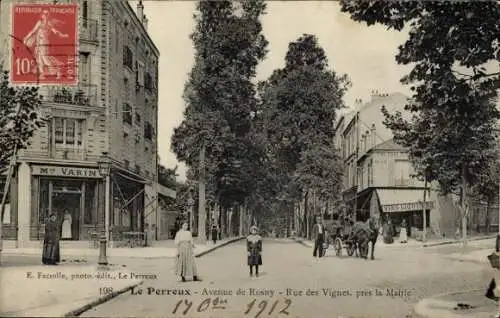 CPA Le Perreux sur Marne Val de Marne, Avenue de Rosny, Rue des Vignes près la Mairie