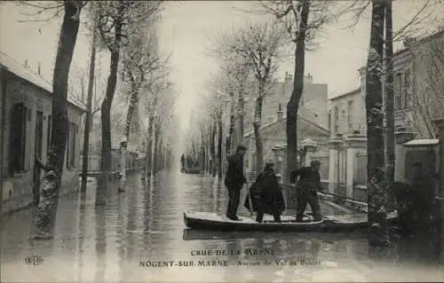 CPA Nogent-sur-Marne Val-de-Marne, Crue de la Marne, Avenue du Val de Beauté