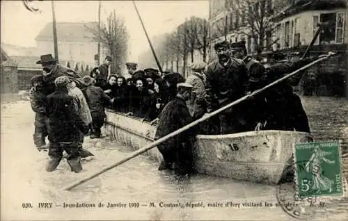 Ak Ivry Hauts de Seine, Inondations Jan 1910