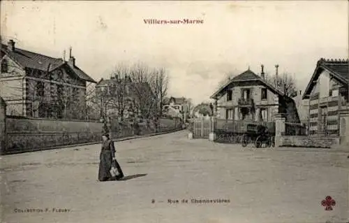 Ak Villiers sur Marne Val de Marne, Rue de Chennevières