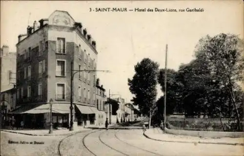 CPA Saint-Maur Val de Marne, Hotel des Deux Lions, Rue Garibaldi