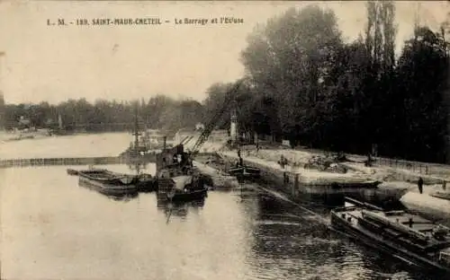 CPA Saint Maur Créteil Val de Marne, Le Barrage et Ecluse