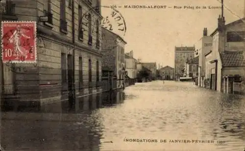 CPA Maisons Alfort Val de Marne, Rue Pelet de la Lozère, Inondations 1910