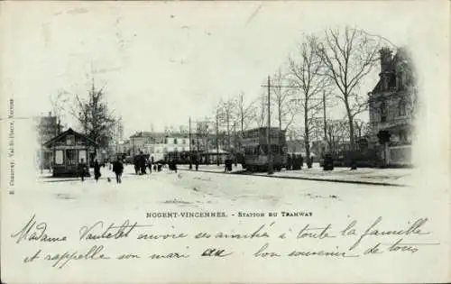 CPA Nogent-sur-Marne Val-de-Marne, Station du Tramway