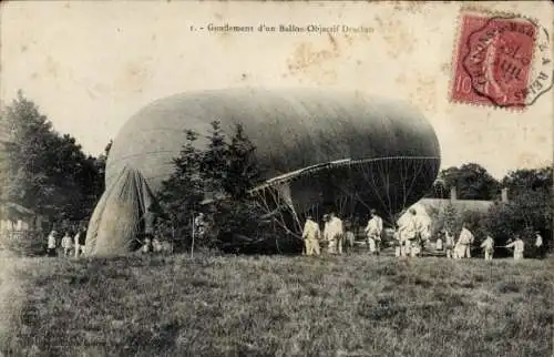 CPA Gonflement d'un Ballon-Objectif Drachen