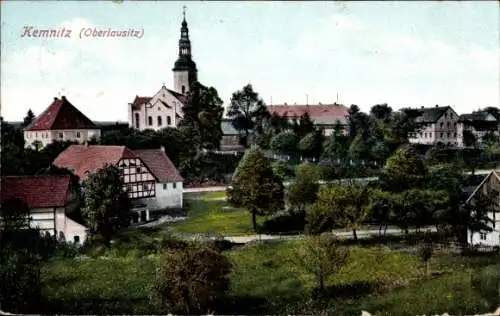 Ak Kemnitz Bernstadt auf dem Eigen, Blick auf die Kirche