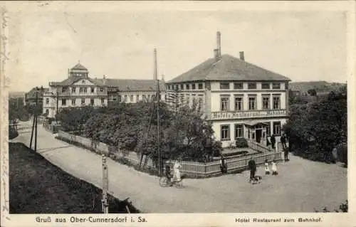 Ak Wendisch Cunnersdorf Löbau in Sachsen, Hotel Restaurant zum Bahnhof