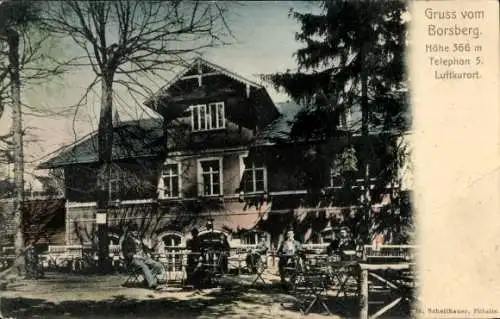 Ak Dresden Schönfeld Weißig Borsberg, Gasthaus, Terrasse