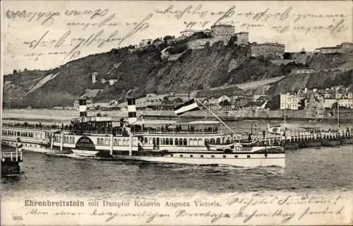 Ak Ehrenbreitstein Koblenz am Rhein, Dampfer Kaiserin Augusta Victoria