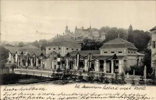 Ak Lutherstadt Eisenach Thüringen, Hellthal, Hotel goldener Loewe, Kur- und Mineralbad, Bergan...