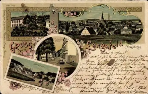 Litho Lengefeld im Erzgebirge Sachsen, Bilder von  Erzgebirge, Gruß aus Lengefeld, historische An...