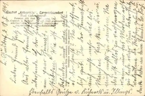 Ak Langenchursdorf Callenberg in Sachsen, Gasthof Erbgericht, Gastzimmer