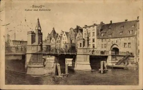 Ak Gdańsk Danzig, Kuhtor und Kuhbrücke