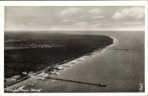 Ak Ostseebad Graal Müritz, Fliegeraufnahme vom Strand, Meer