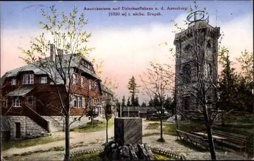 Ak Wildenthal Eibenstock im Erzgebirge, Unterkunftshaus auf dem Auersberg, Aussichtsturm