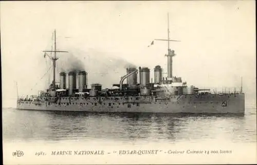 Ak französischer Panzer Kreuzer edgar Quinet