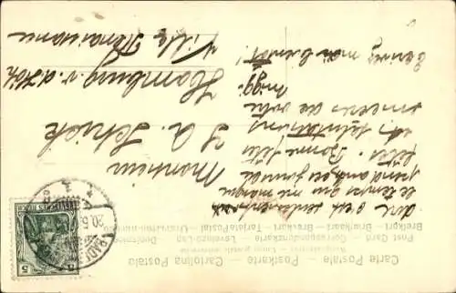 Litho Glückwunsch Pfingsten, Maikäfer, Birke